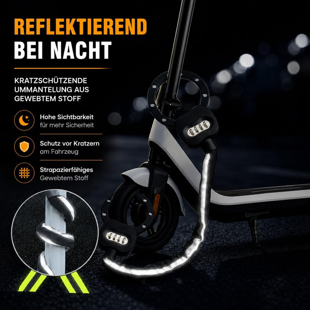 E Scooter Schloss mit Zahlencode, Handschellenschloss Hohe Sicherheit, 10CM Rundring, 1.8KG Schweres