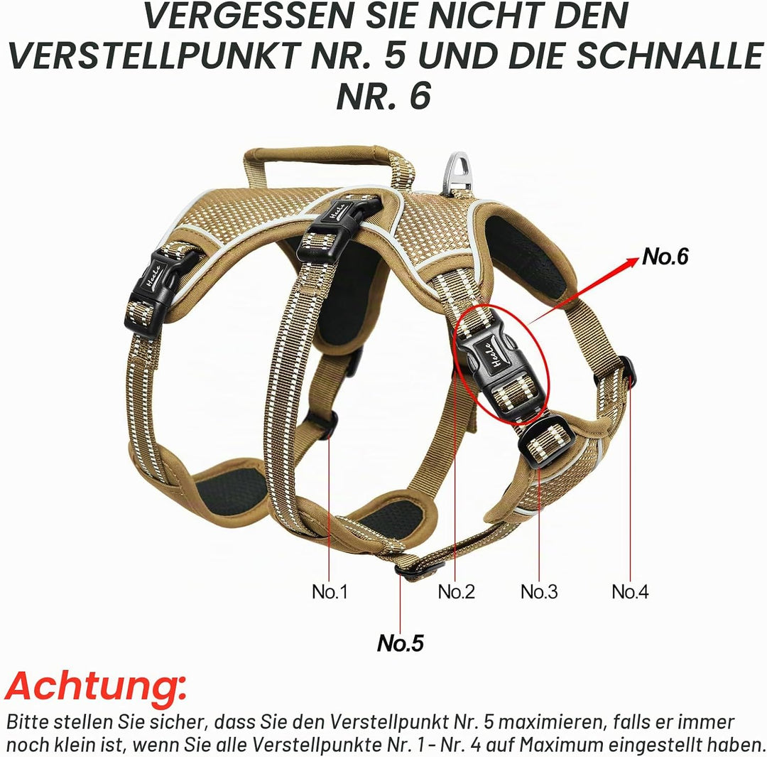 HEELE Hundegeschirr, Ausbruchsicher, Schnalle im Halsbereich, Reflektierend, Brustgeschirr mit Robus