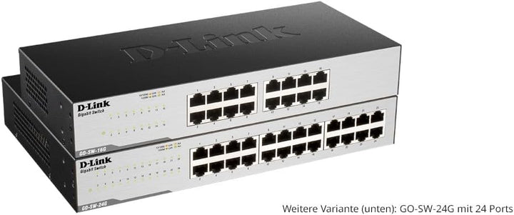 D-Link GO-SW-16G Gigabit Easy Ethernet Gigabit Desktop Switch, Schwarz ( Design kann variieren ) 16