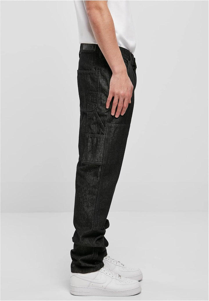 Urban Classics Herren Double Knee Jeans 30 Realblack Washed, 30 Realblack Washed
