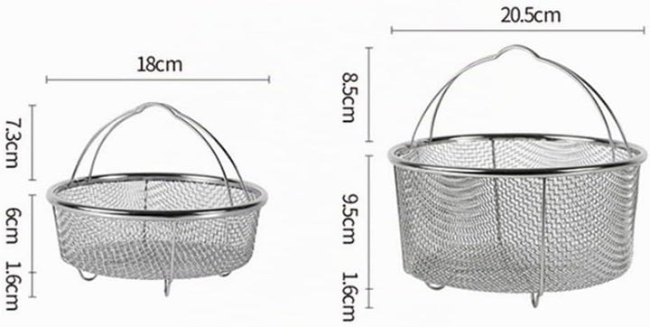 Juwacoo 2 Stück Edelstahl Dampfgarer Dampfeinsatz, (20,5 cm+18 cm) Frittierkorb Dampfkorb, Dünsteins