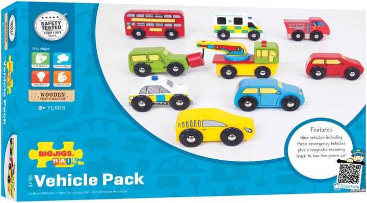 Bigjigs Rail Fahrzeug Set 9 Teile