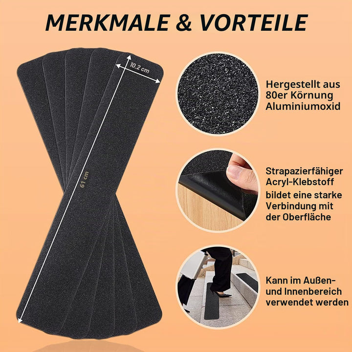 Anti-Rutsch Band Streifen, 60cm*10cm, 10pcs, Antirutsch Klebeband Wasserfest, Treppen Antirutschstre