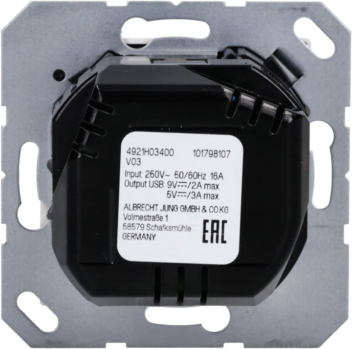 Jung A1520-15CAWW SCHUKO-Steckdose mit USB Typ AC (3A) mit erhöhtem Berührungsschutz (Thermoplast br