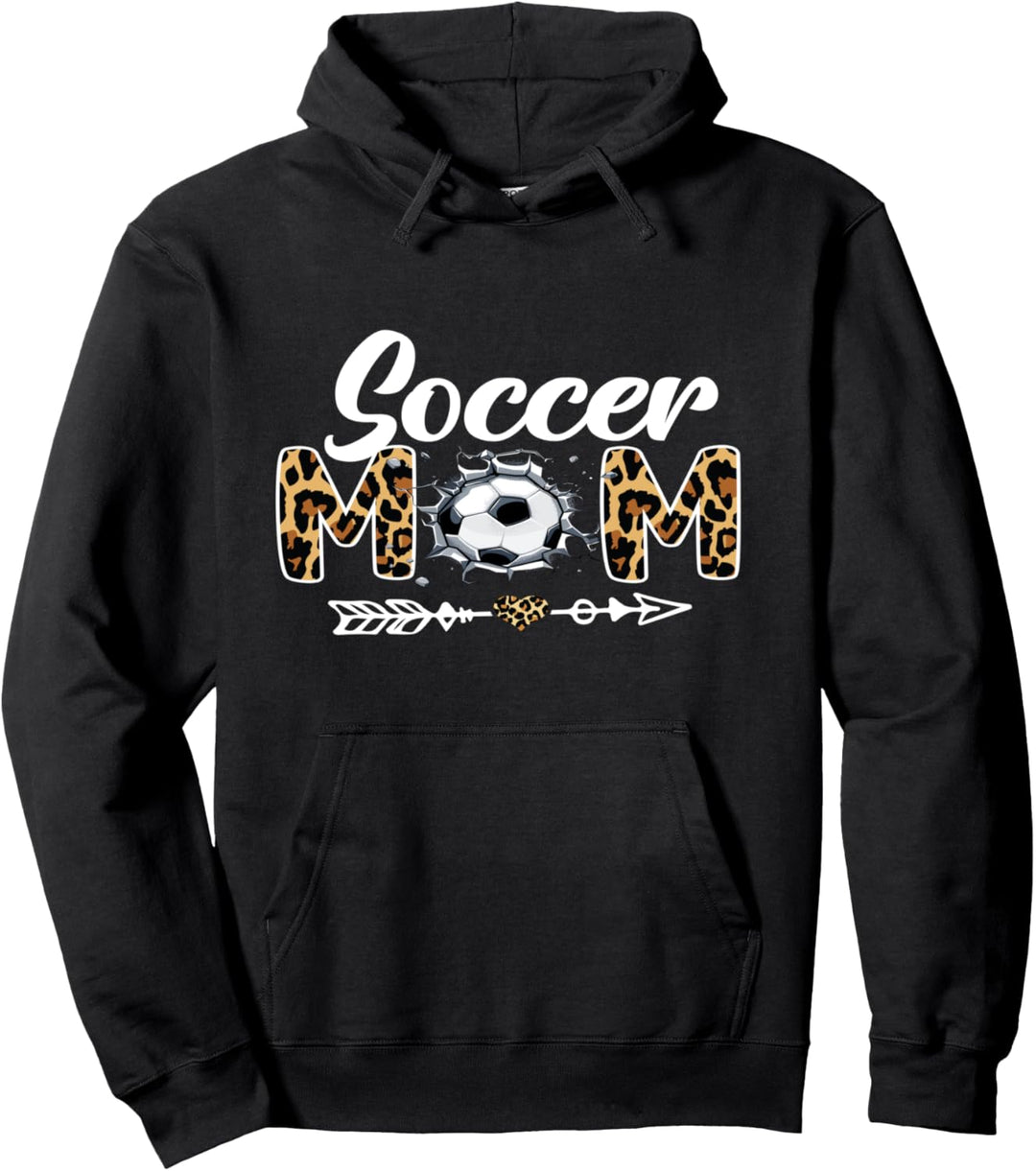 Fussball-Mom-Leoparden-Druck, lustig Pullover Hoodie