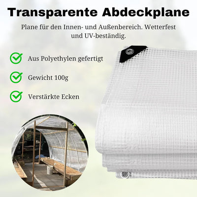 Plane Abdeck-Plane Wasserdicht Gewebe-Plane mit Ösen - Tarp - Schutzplane für alle Wetterbedingungen