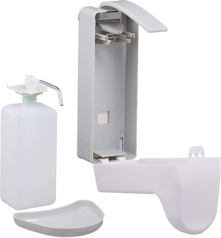 10 x Eurospender, 1000 ml, Tropfschale, Armhebel, Desinfektionsmittel, Seife, Wandbefestigung, Hygie