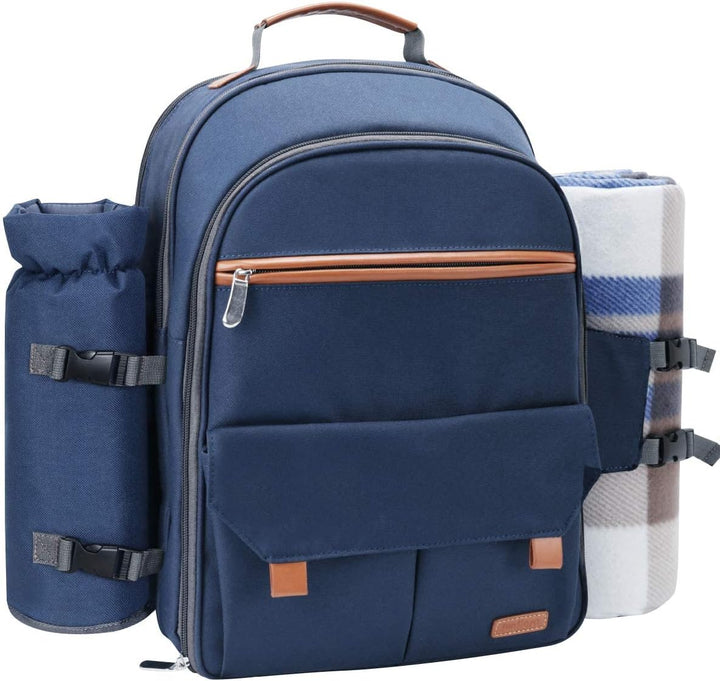 Sunflora Picknickrucksack 4 Personen Picknickset mit Isoliertem Kühlfach und Decke für Camping Outdo