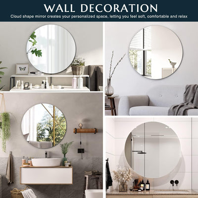 Sqinor Spiegel Rund 40cm Kleben Rahmenlos HD Glas Modern Spiegel Wand, Selbstklebend Wandspiegel Kle