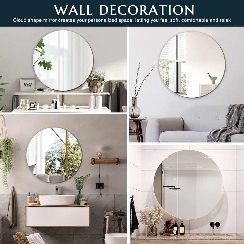 Sqinor Spiegel Rund 40cm Kleben Rahmenlos HD Glas Modern Spiegel Wand, Selbstklebend Wandspiegel Kle