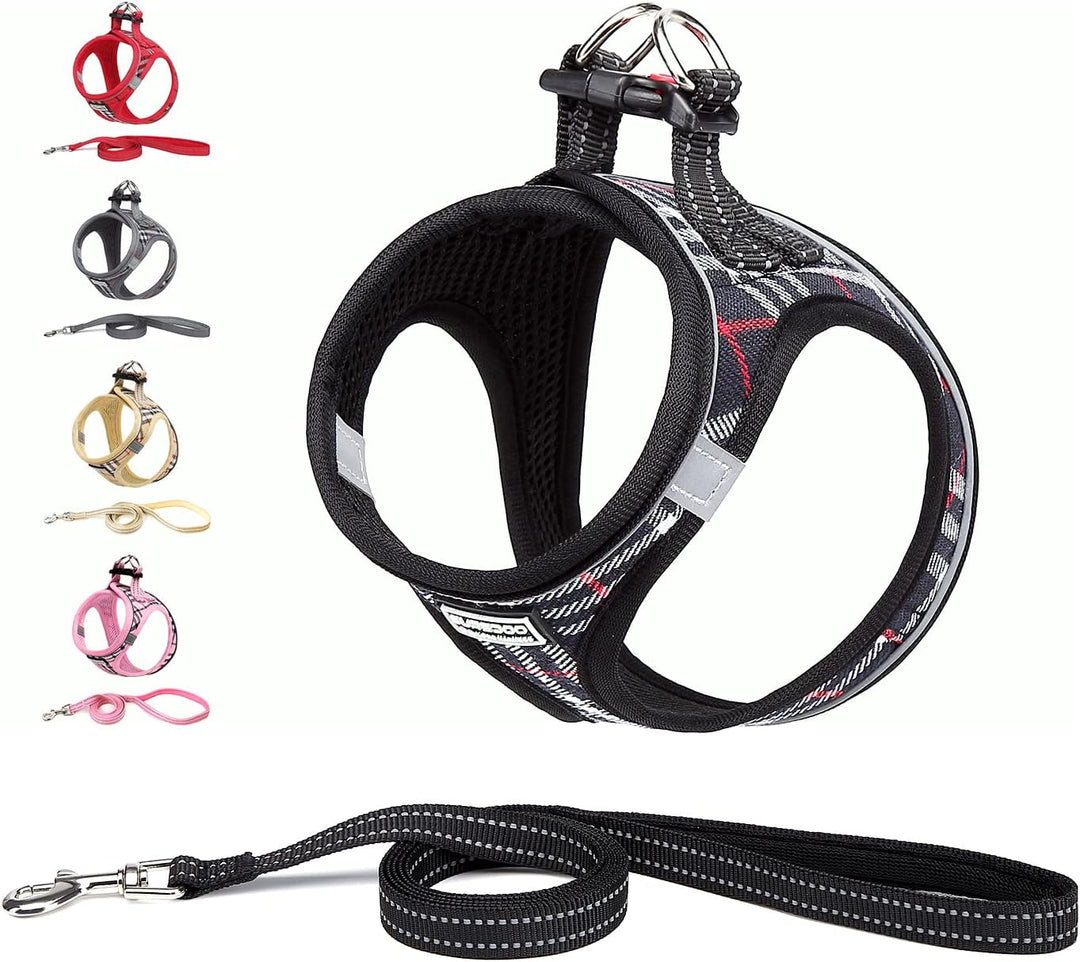 Suredoo Hundegeschirr Kleine Hunde mit Leine, Anti Zug Geschirr Reflektierend Atmungsaktiv Brustgesc
