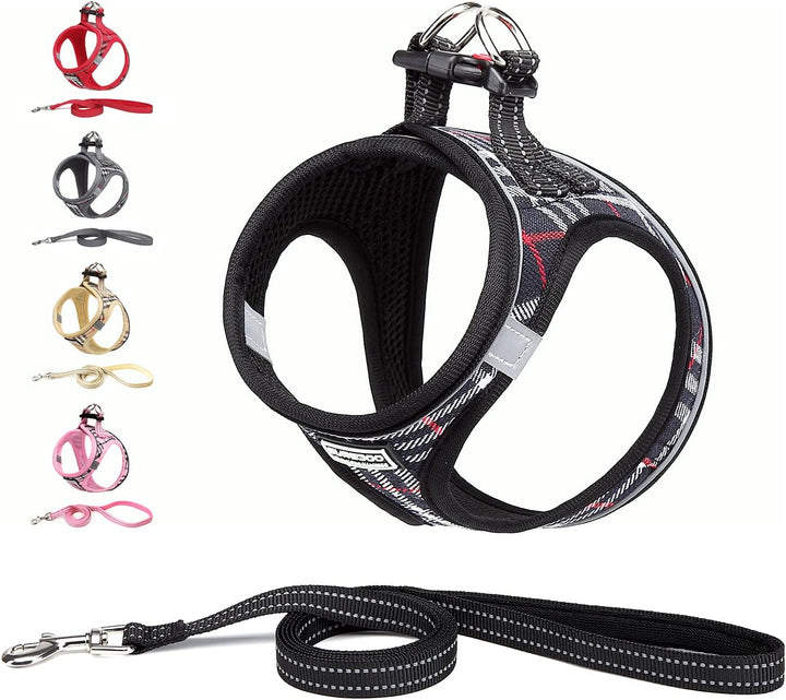 Suredoo Hundegeschirr Kleine Hunde mit Leine, Anti Zug Geschirr Reflektierend Atmungsaktiv Brustgesc