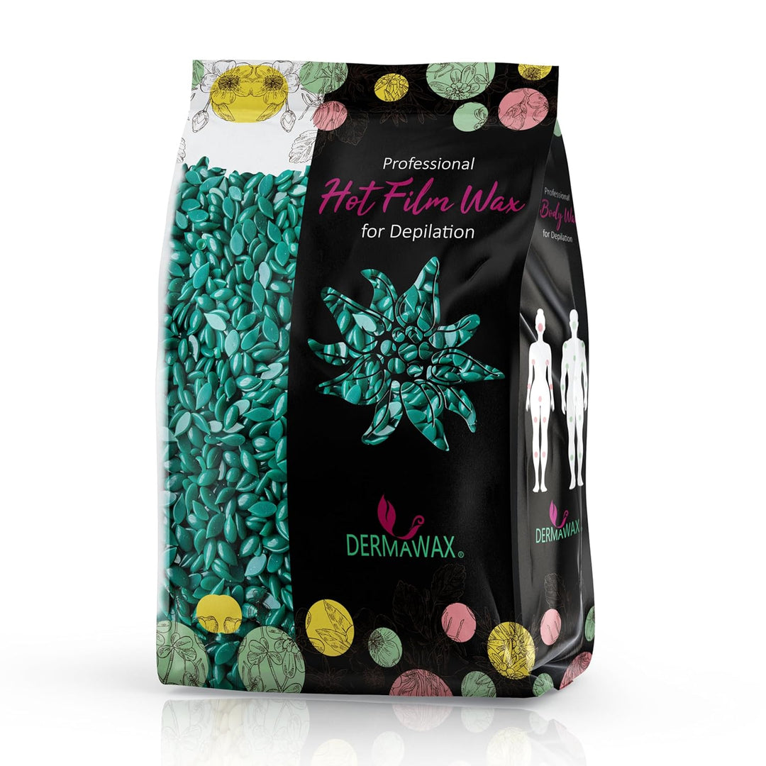 Dermawax Profi Waxing Set zur Haarentfernung 1000 ml Wachswärmer Made in Spanien 1 kg Azulen Wachspe