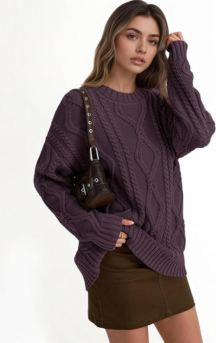 Saodimallsu Damen Pullover Rollkragen Oversized Fledermaus Langarm Sweatshirt Lose Grobstrick Casual