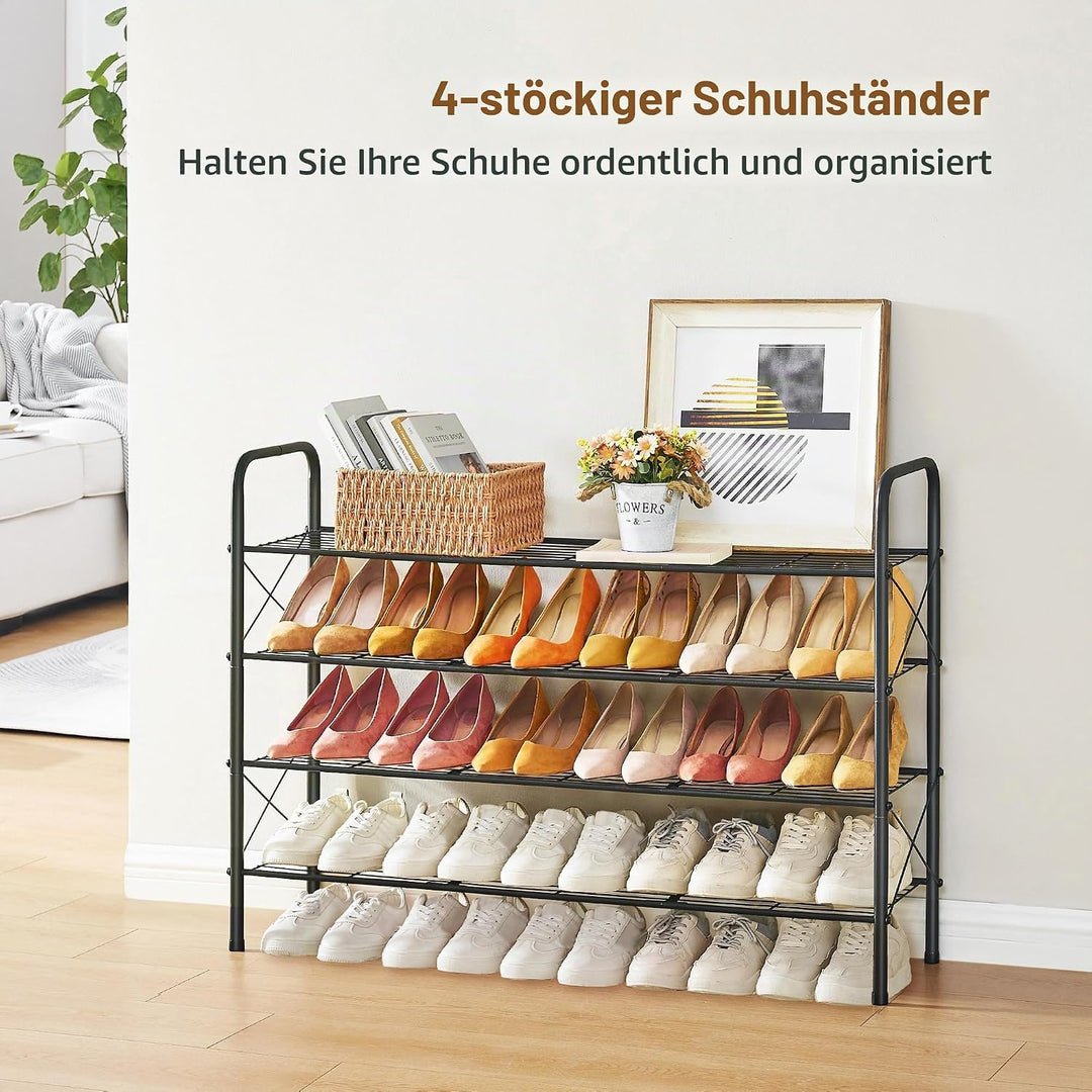 Hoctieon Schuhregal im Netz-Stil mit 4 Ebenen, Schuhregal für den Eingangsbereich, Schuhaufbewahrung