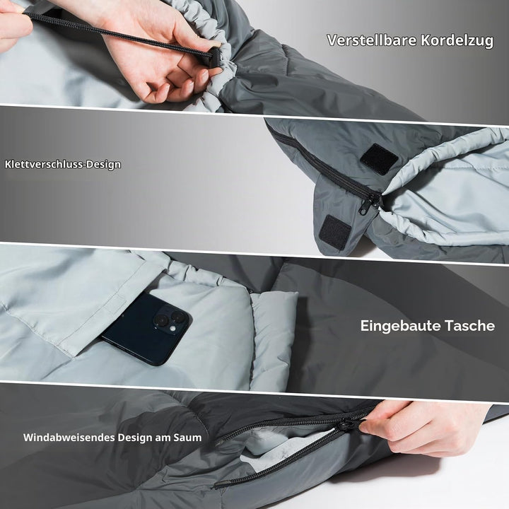 BISINNA Mumienschlafsack 0 ℃ - 5 ℃ [400GSM] 4 Jahreszeiten Winter Schlafsack Erwachsene Wasserabweis