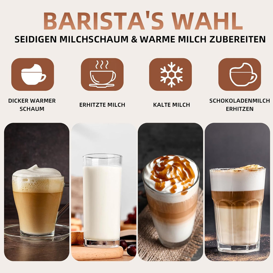 DREAMOON Elektrischer Milchaufschäumer, 350 ml Warmer und Kalter Milchschaum, Milchschäumer mit Anti