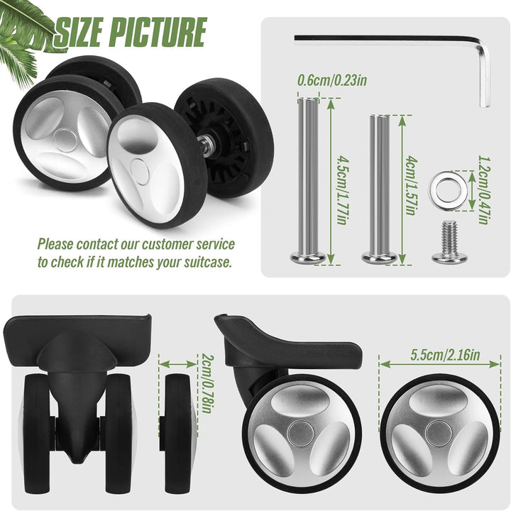 8 PCS Kofferrollen Ersatzrollen Ersatzkit Verschleissfeste Koffer Rollen Ersatz Leise und Langlebige