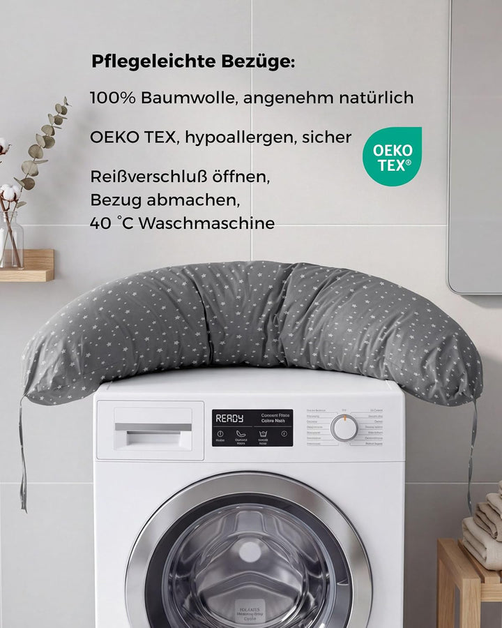 Stillkissen Seitenschläferkissen, XXL Schwangerschaftskissen | 190cm gross, ergonomisch weich: entsp