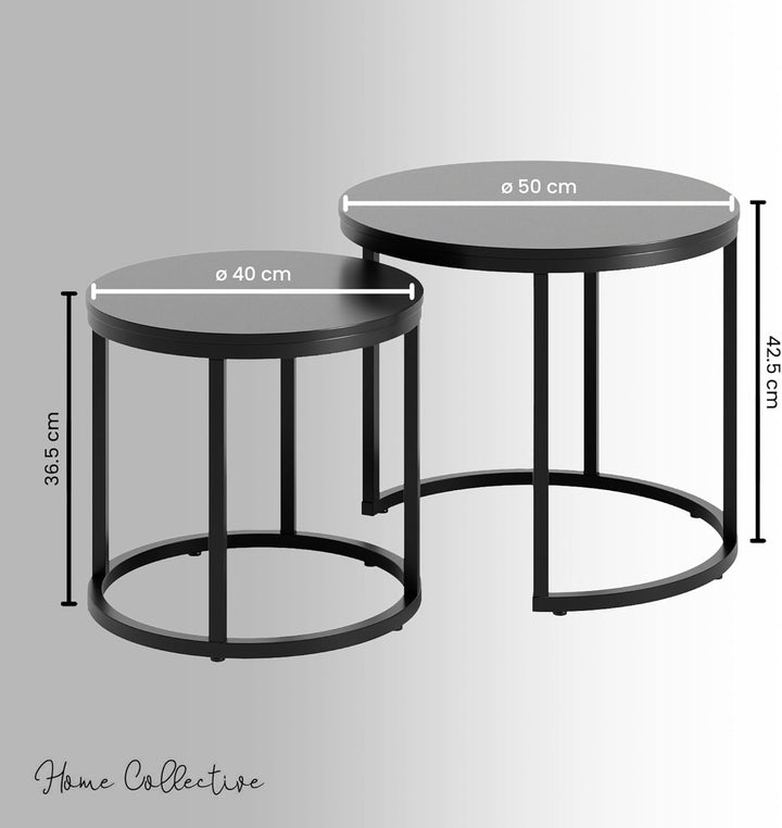 Home Collective Couchtisch 2er Set rund aus Holz, Wohnzimmertisch Modern, Beistelltisch Set 2 in 1 m