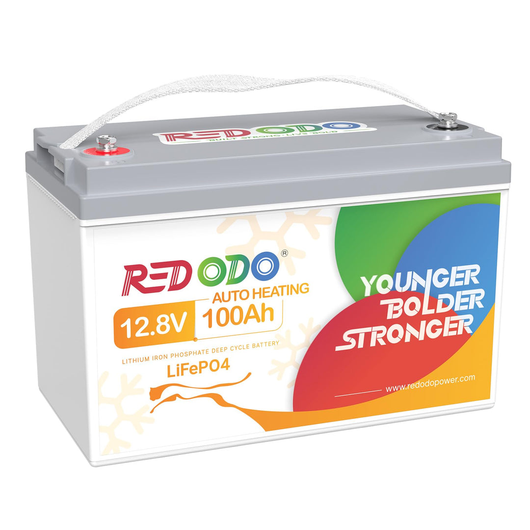 Redodo 2024 Verbesserte selbstheizende 12V 100Ah LiFePO4-Batterie, integriertes 100A BMS mit Heizung