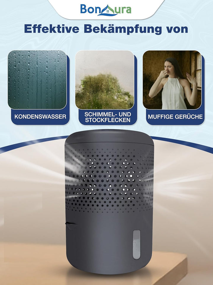 BonAura® Luftentfeuchter ohne Strom | Raumentfeuchter bis 23m² für Keller, Bad | mit 680g Luftenfeuc