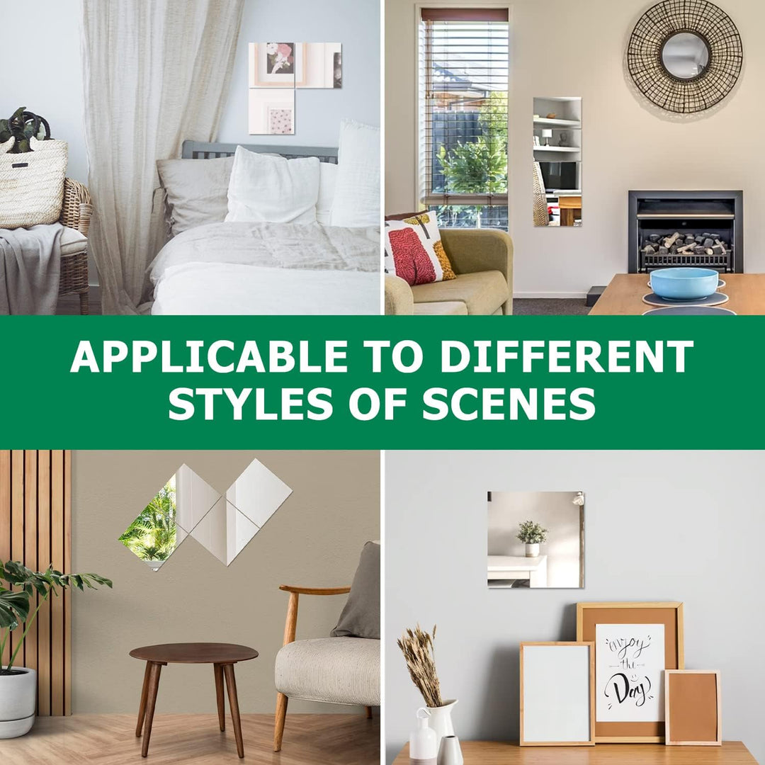 JMITHA Selbstklebende Fliesenspiegel Wandspiegel Spiegelfliesen Selbstklebend HD Glas Spiegel Wandau