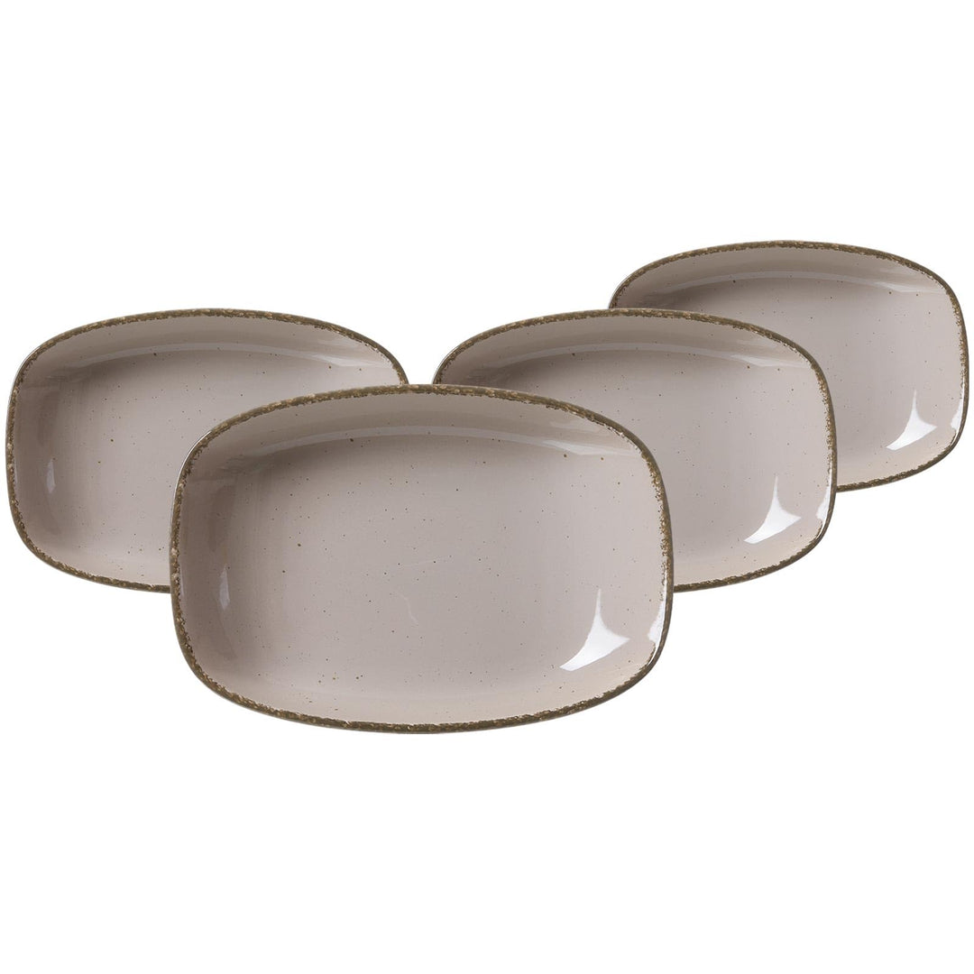 Ritzenhoff & Breker Suppenteller-Set Casa 4-teilig, 23 x 16 cm, Ovale Teller im Vintage-Look, Mix &