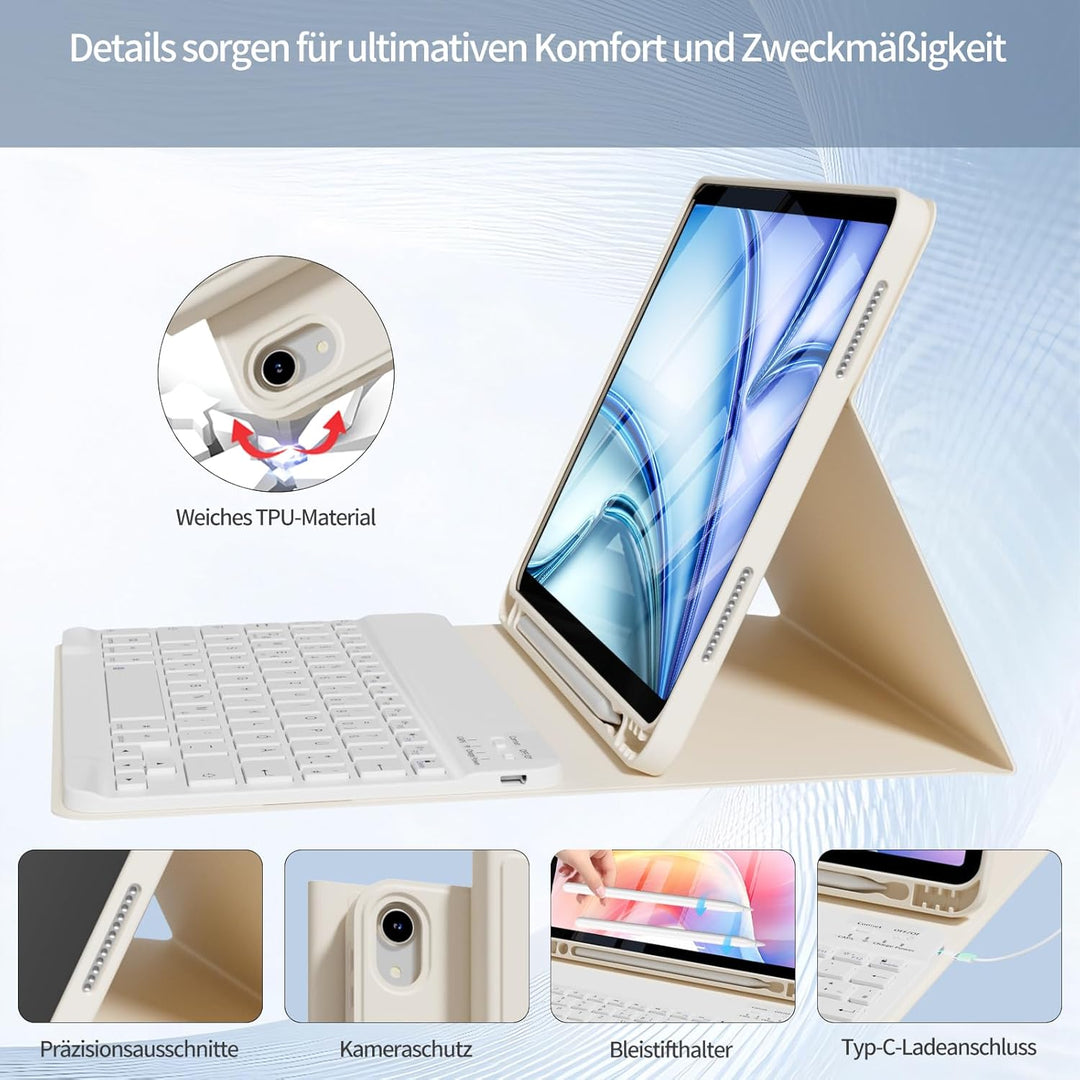 Hülle mit Tastatur für iPad Air 11 Zoll M4/M3/M2 (2026/2025/2024), iPad Air 5 4 2022/2020 10,9 Zoll,