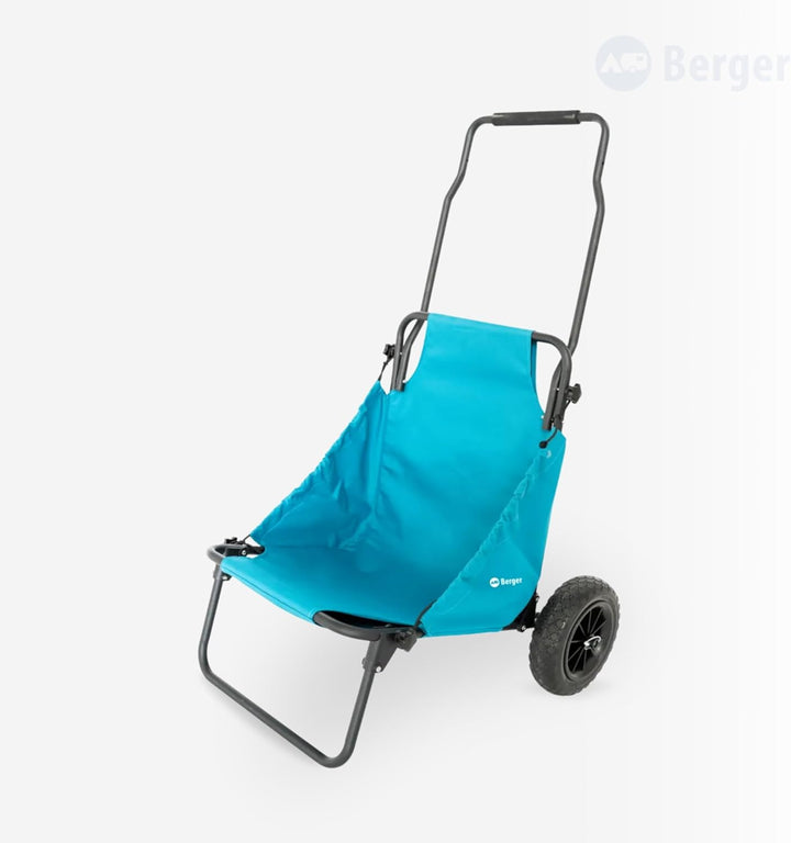 BERGER BeachBoy 2-in-1 Beach Trolley mit Sitz I klappbarer Transportwagen leicht I Strandwagen faltb