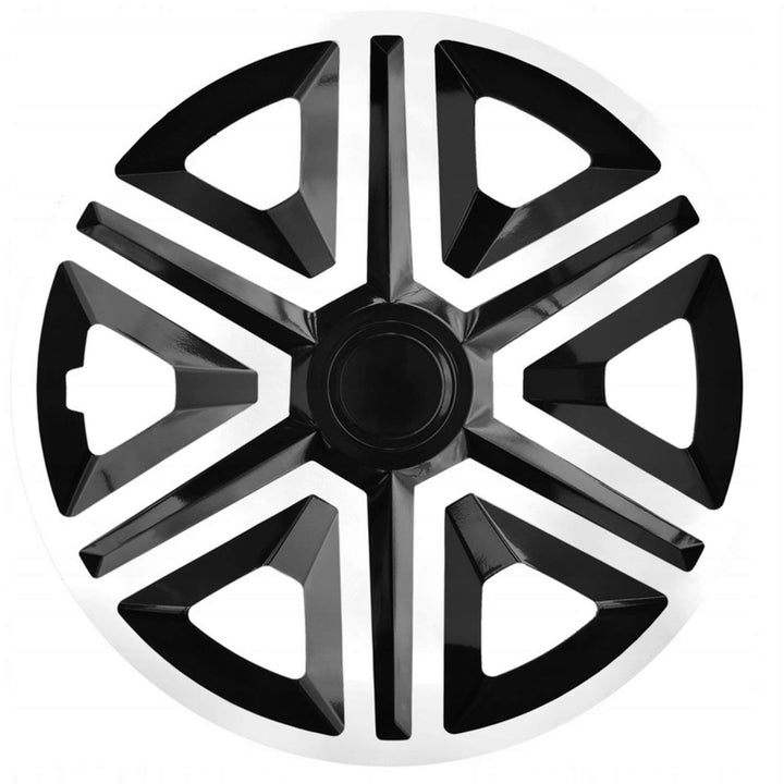 NRM Action 4 x Universal Radzierblenden Radkappen Satz 4er Set Auto KFZ Zoll (Weiss-Schwarz, 14") We