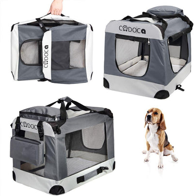 Cadoca® Hundebox Hundetransportbox faltbar robust L 70x52x50cm atmungsaktiv Transporttasche Haustier