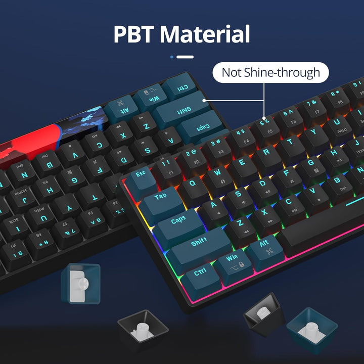 SbocKeeb Gaming Tastatur Mechanische, Mini Tastatur 60 Prozent Amerïka QWERTY, 61 Tasten Kabelgebund