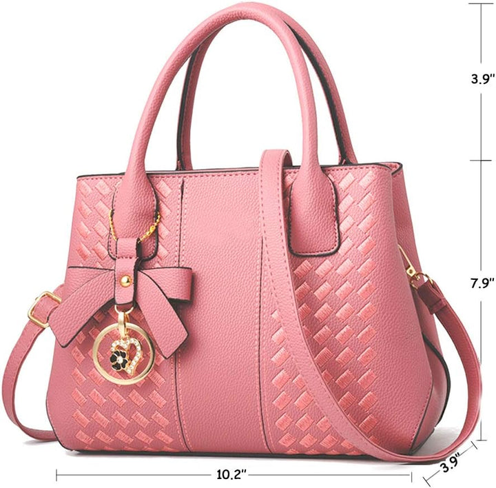 Handtaschen für Damen Mode Damen PU Leder Top Handle Satchel Umhängetaschen Hell-pink, Hell-pink