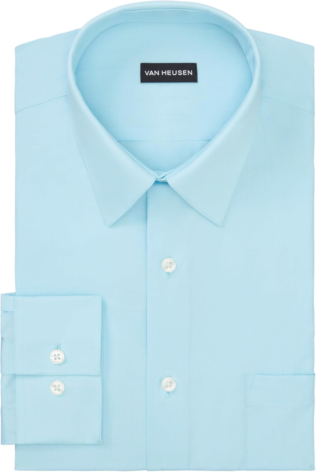 Van Heusen Herren Popeline, Normale Passform, Fester Spitzkragen Klassisches Hemd 39 cm Hals 86 cm-
