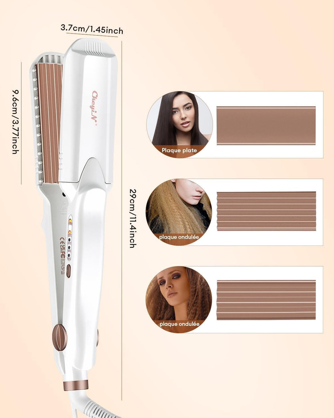 CkeyiN Kreppeisen für Haare,3 in 1 Haarglätter Glätteisen Keramik,Multistyler Glätteisen Set Wellene