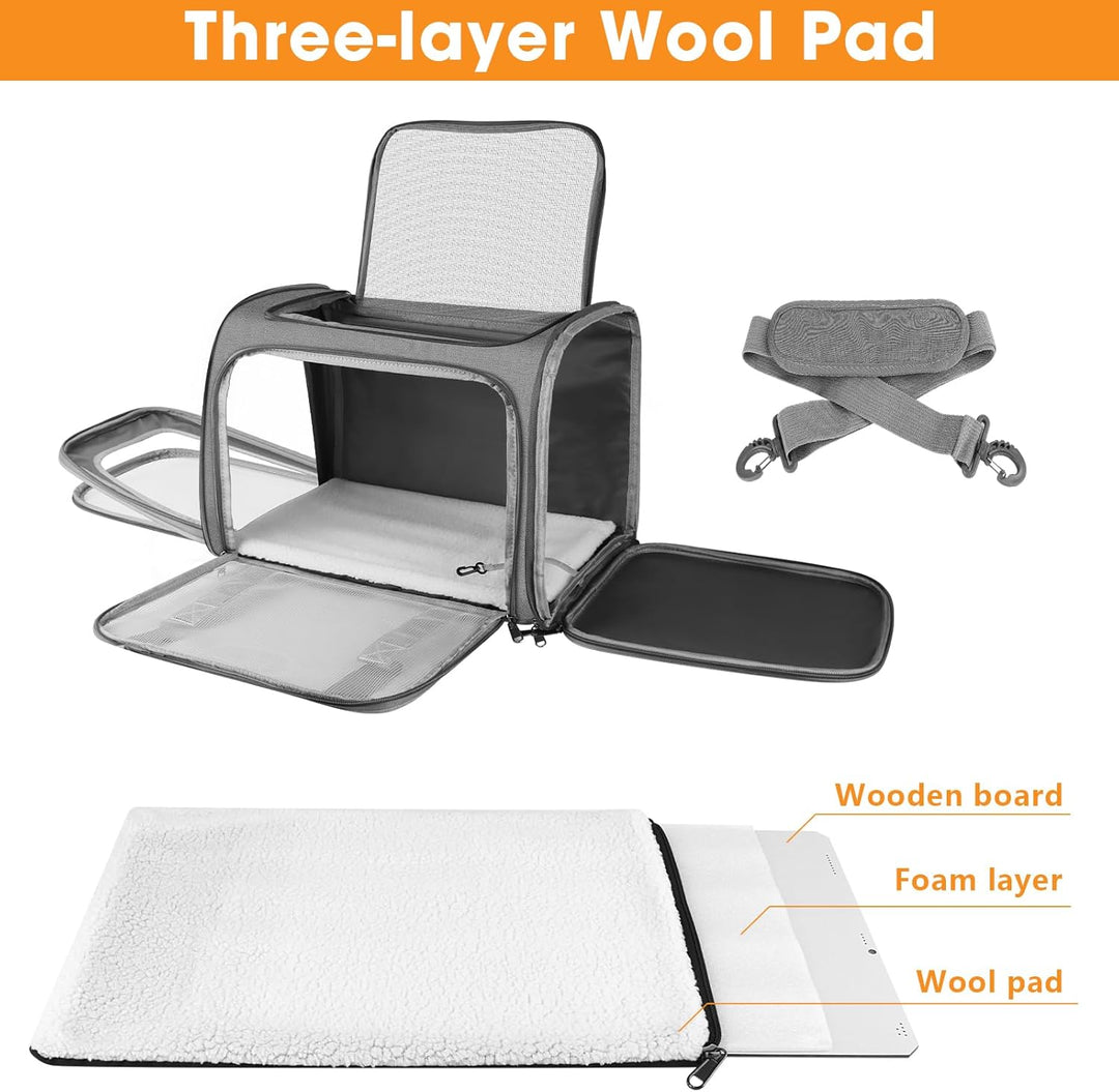 Transporttasche Katze und Hund, 45x30x30 cm Transportbox Katze, Katzentransporttasche Faltbar und At