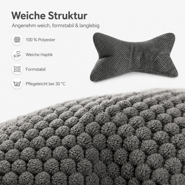 ReWu Leseknochen Mittelgrau 41,6 x 25 x 16 cm | Ergonomisches Stützkissen mit weicher Struktur, Form