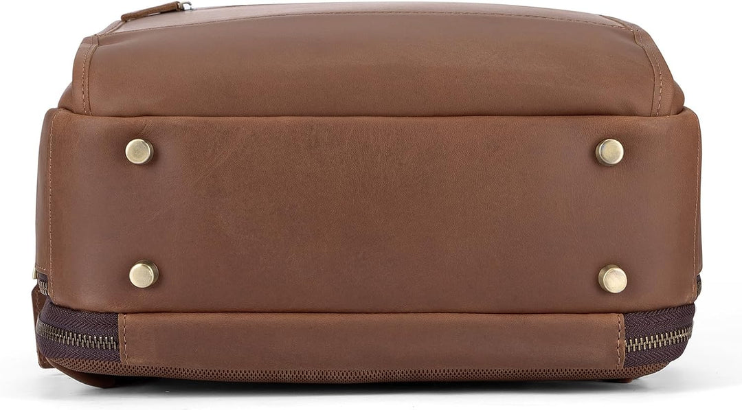 Tzowla Lederucksack Herren,Laptop Vintage Rucksack aus Echtleder für Damen mit USB-/Typ-C-Ladeanschl