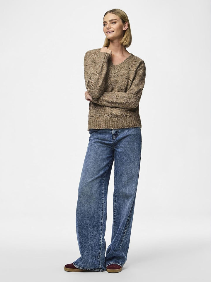 Pieces Damen Pcbibbi Ls V-Neck Knit Noos Bc Strickpullover (1er Pack) XS Fossil, XS Fossil