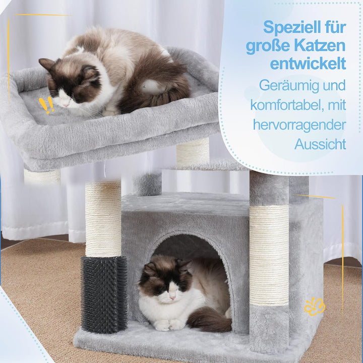 Hey-brother Kratzbaum, Katzenbaum für Grosskatze und Maine-Coon-Katzen, mehrstöckiger Stabil Katzenk