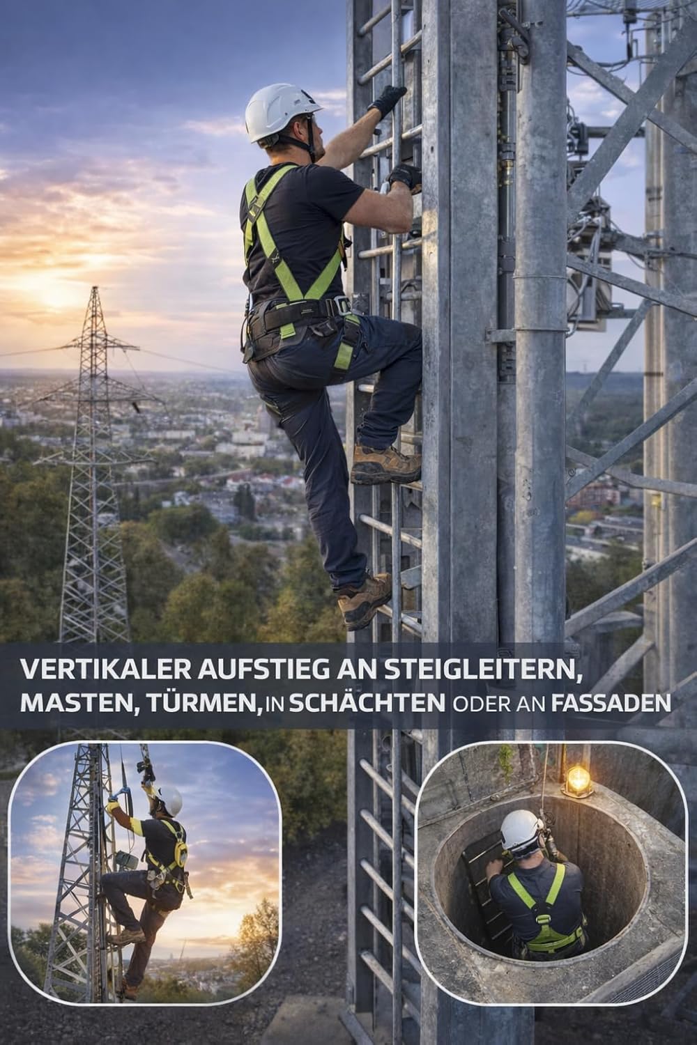 Kratos Safety Helixon Stahldrahtseil Höhensicherungsgerät mit automatischem Rückzug, 15 m, Vertikale
