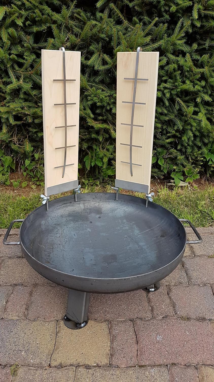 Czaja Feuerschale Ø 55 cm mit 2 er Set Flammlachsbrettern 2er Set Räucherbrett aus Buchenholz inkl.