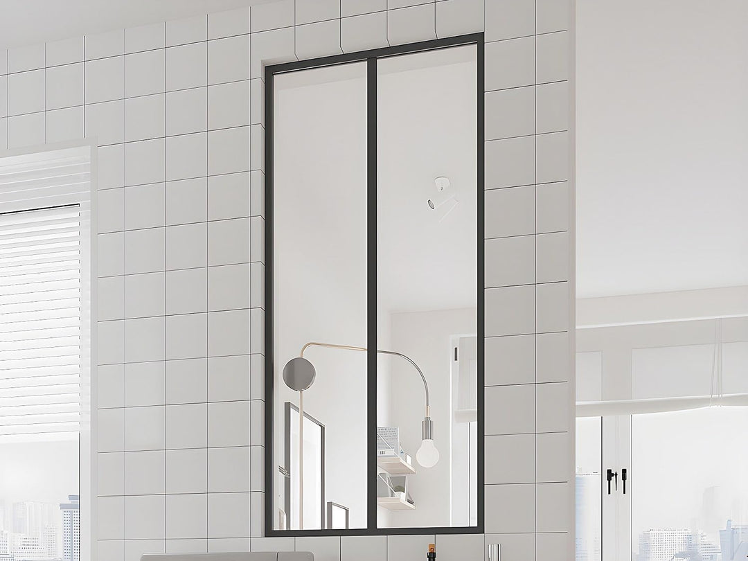 Vente-unique - Atelier-Glaswand - 60 x 130 cm - thermolackiertes Aluminium - Schwarz - Bayview