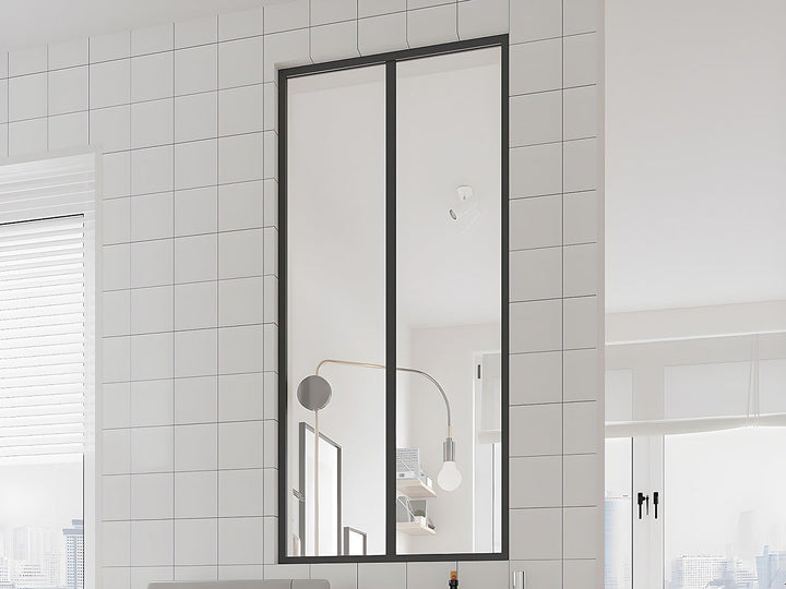 Vente-unique - Atelier-Glaswand - 60 x 130 cm - thermolackiertes Aluminium - Schwarz - Bayview