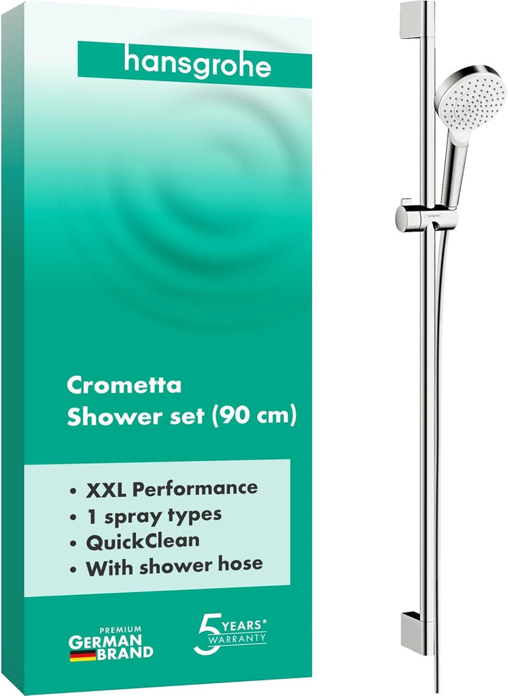 hansgrohe Crometta Duschset 0,90m, Weiss/Chrom Weiss/Chrom 0,90m Set 1 Strahlart, Weiss/Chrom 0,90m