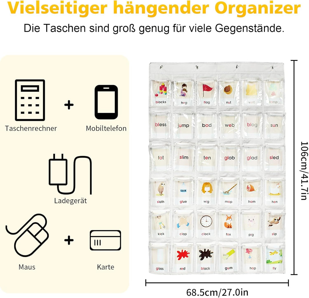 36 Klare Taschen Aufbewahrungstasche Für Klassenzimmer, Handy Organizer Klassenzimmer, Handygarage S