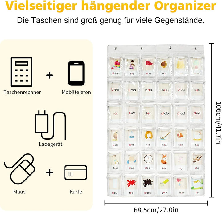36 Klare Taschen Aufbewahrungstasche Für Klassenzimmer, Handy Organizer Klassenzimmer, Handygarage S