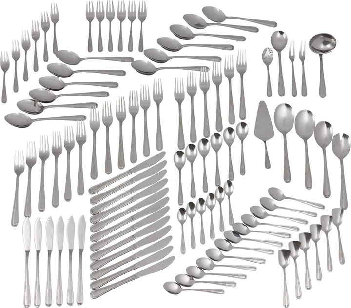 GRÄWE Besteckkoffer für 12 Personen, 100-teilig - Tafelbesteck-Set aus Edelstahl mit Fadendekor - Se