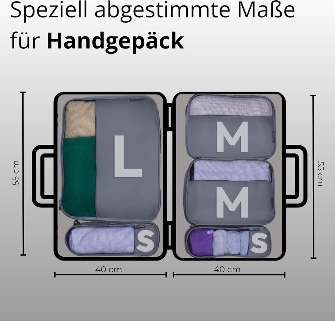Packing Cubes 5-teilig – robustes Koffer Organizer Set aus strapazierfähigem Twill mit YKK-Zippern –